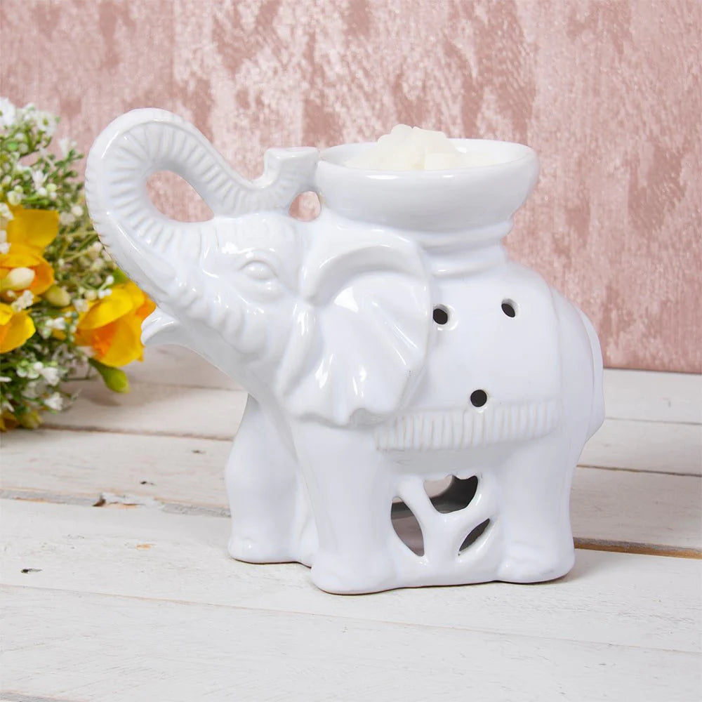 Ceramic White Elephant Tealight Burner