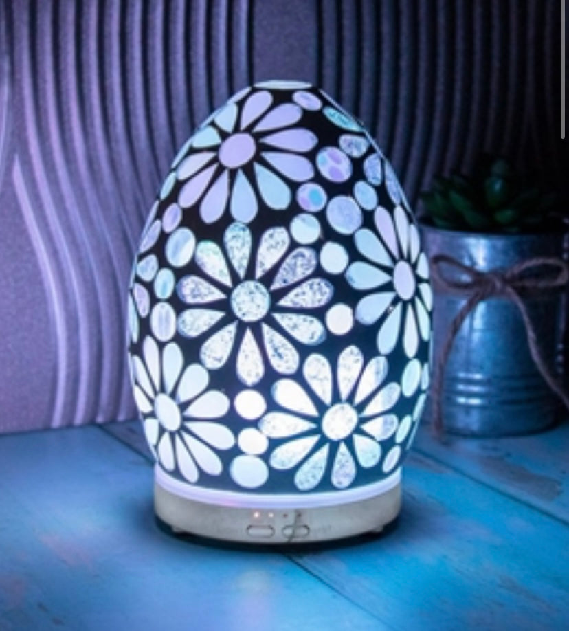 White Blue Flower Mosaic Egg Humidifier 18.5cm