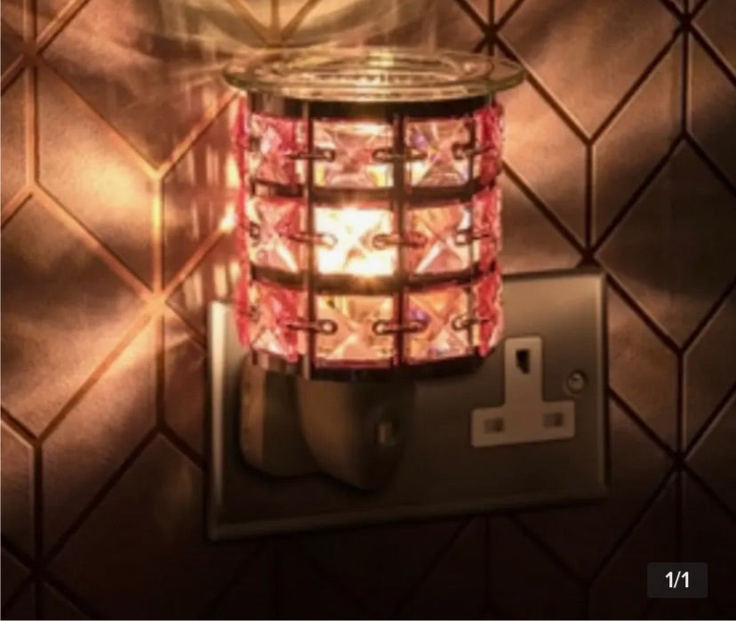 15W Plug-In Crystal Warmer With Glass Dish - Pink