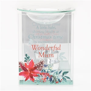 Thoughts Of You Wonderful Mum Glass Oil/Wax Warmer 13cm