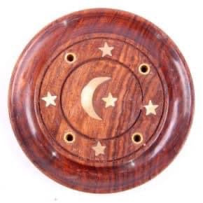 Round Incense Stick Holder / Ash Catcher Moon & Stars Design