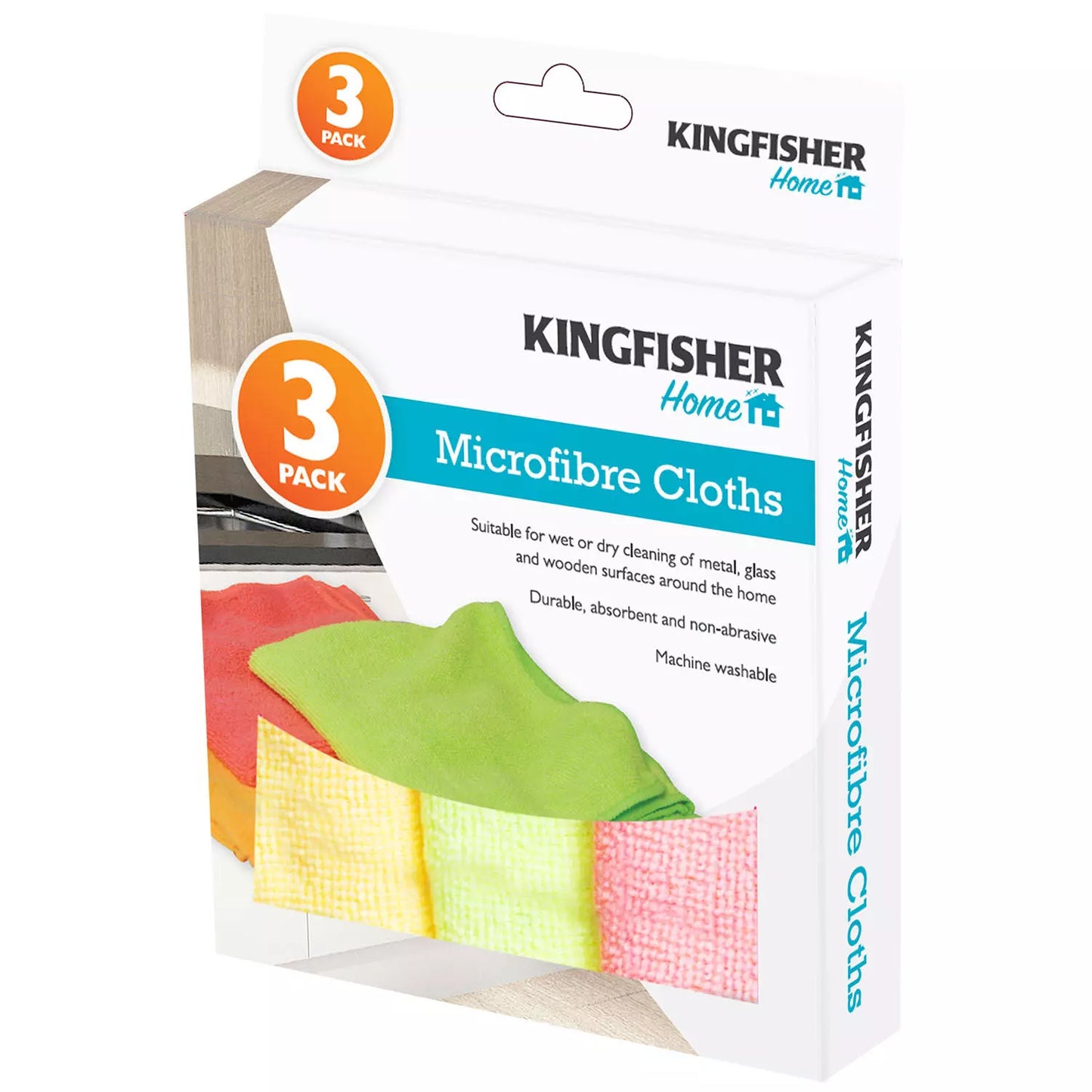 Kingfisher Pack Of 3 Microfibre Cloths