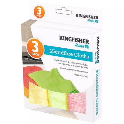 Kingfisher Pack Of 3 Microfibre Cloths