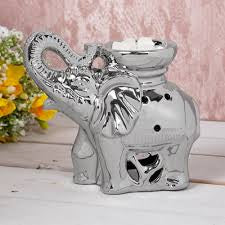 Ceramic Chrome Elephant Tealight Burner