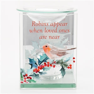 Thoughts Of You Robin Appear Glass Oil/Wax Warmer 13cm
