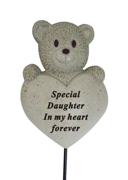 Special Daughter Memorial Teddy Bear Heart Stick