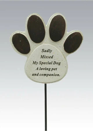 Sadly Missed Dog Paw Memorial Stake