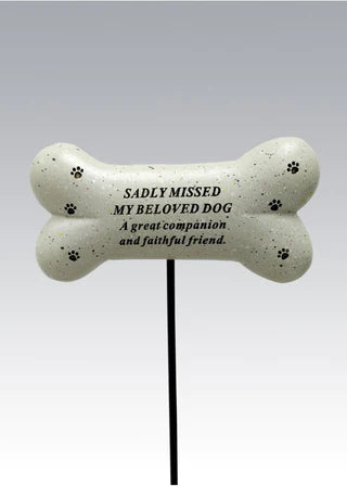 Sadly Missed Beloved Dog Bone Memorial Stake