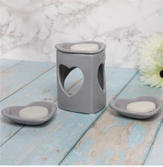 Ceramic Oil Burner / Wax Melter Heart Set - 15cm
